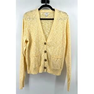 J.Crew Preppy Cardigan Sweater Women's Large Buttery Yellow